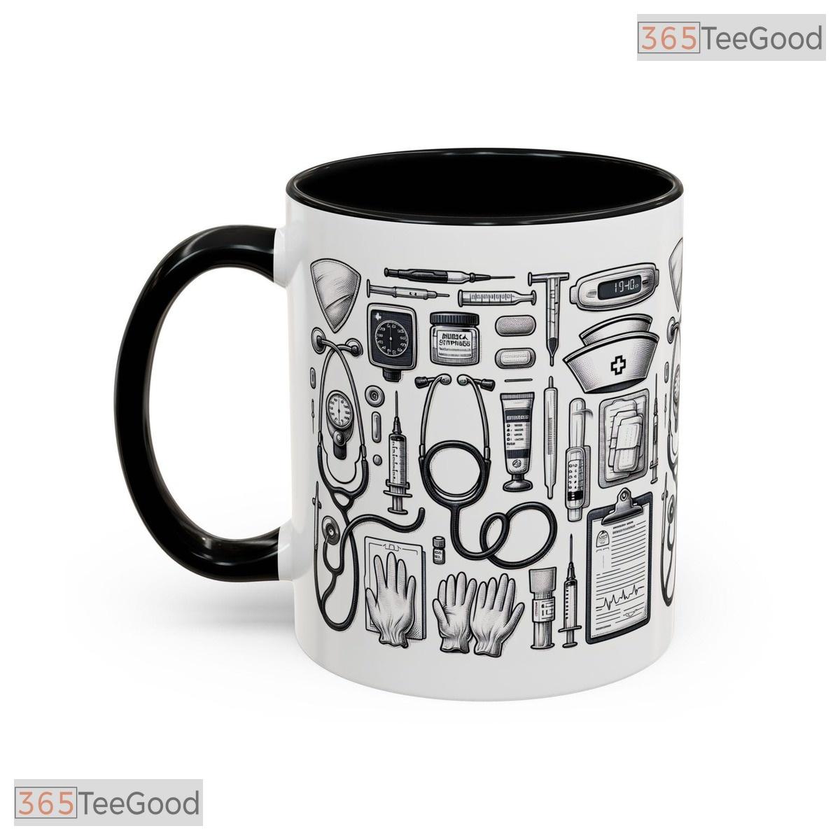 Nurse Medical Theme Accent Mug - Healthcare Professional Appreciation Ceramic Coffee Cup