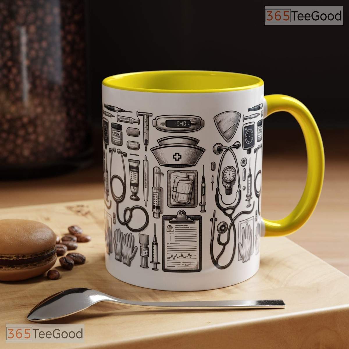 Nurse Medical Theme Accent Mug - Healthcare Professional Appreciation Ceramic Coffee Cup
