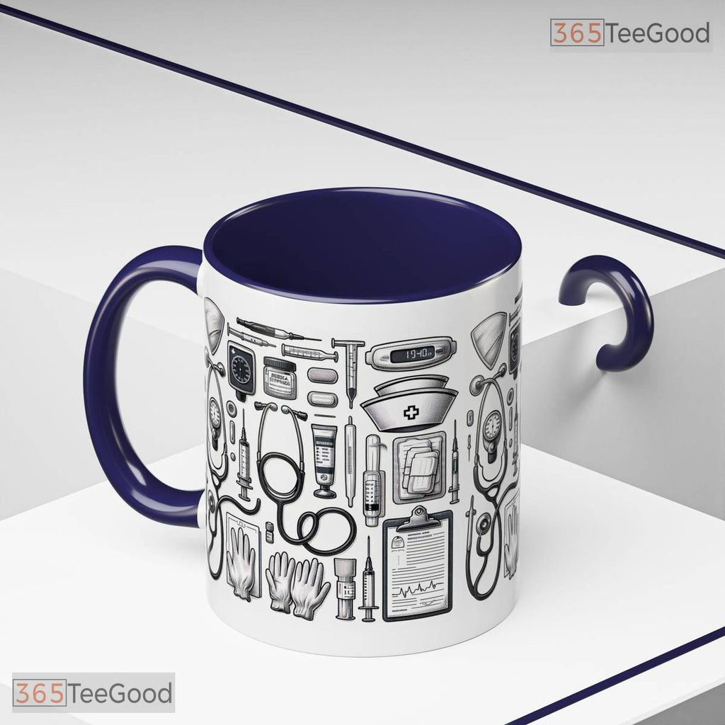 Nurse Medical Theme Accent Mug - Healthcare Professional Appreciation Ceramic Coffee Cup
