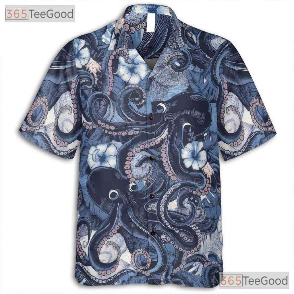 Ocean Octopus Blue Sea Creature Hawaiian Shirt Men Women Tropical Outfit