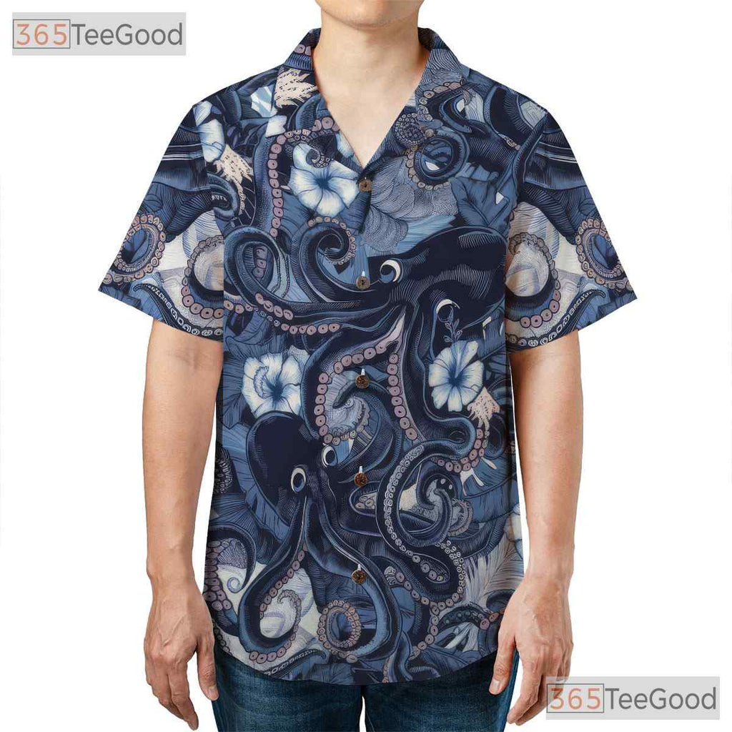 Ocean Octopus Blue Sea Creature Hawaiian Shirt Men Women Tropical Outfit