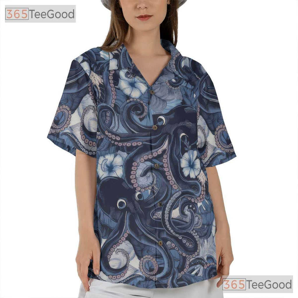 Ocean Octopus Blue Sea Creature Hawaiian Shirt Men Women Tropical Outfit
