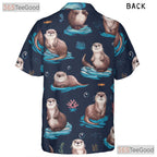 Ocean Pattern Cute Sea Otters Beach Hawaiian Shirt Unisex Aloha Summer Top