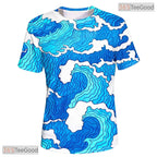 Tropical Ocean Wave Surfing Graphic 3D Printed Casual Unisex Tee Shirt Styles