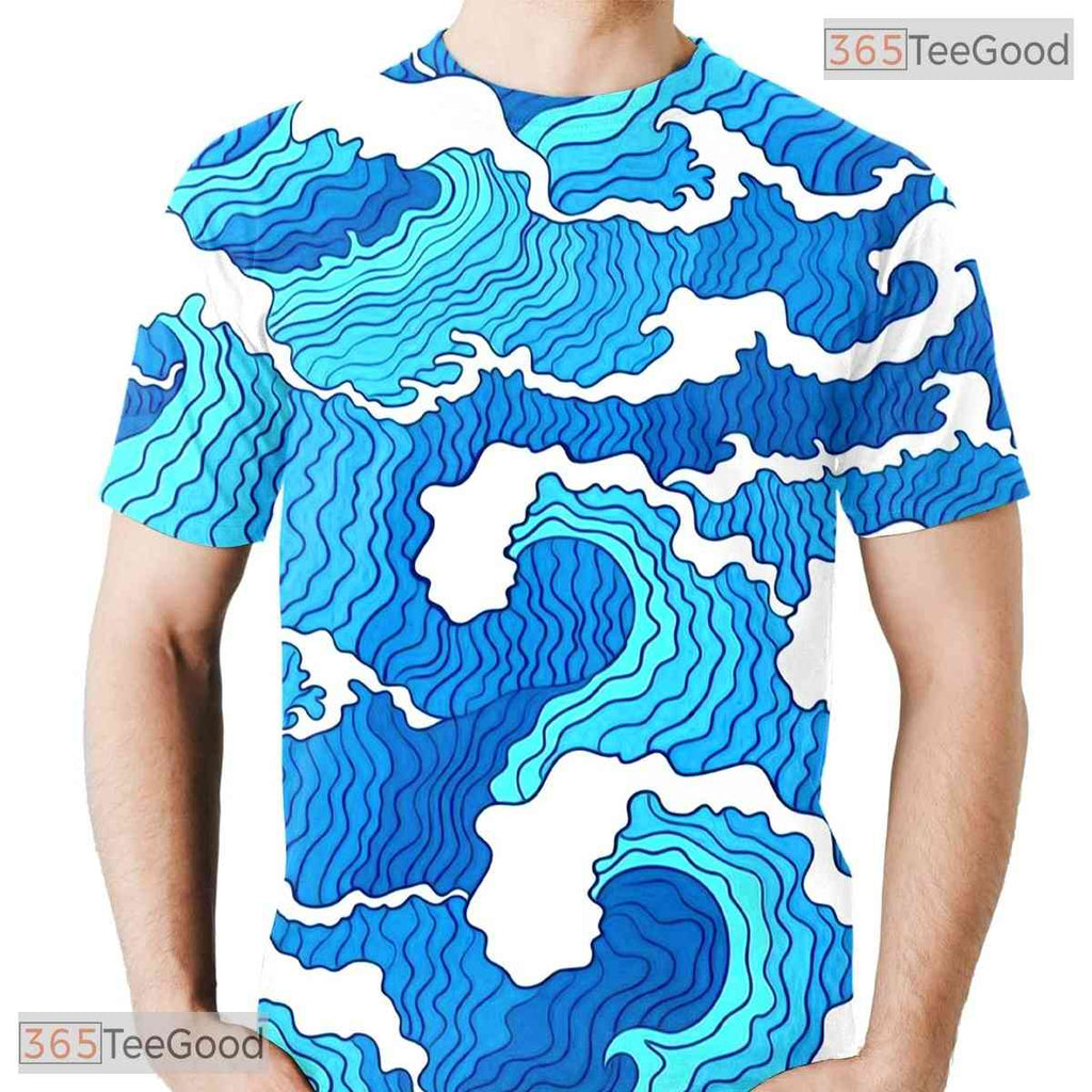 Tropical Ocean Wave Surfing Graphic 3D Printed Casual Unisex Tee Shirt Styles
