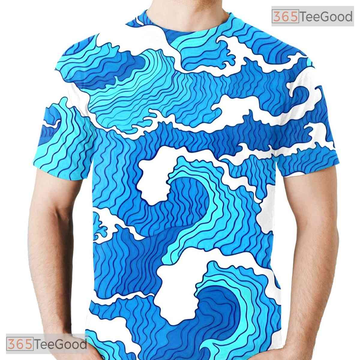 Tropical Ocean Wave Surfing Graphic 3D Printed Casual Unisex Tee Shirt Styles