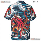 Octopus Ocean Wave Art Hawaiian Shirt Unisex Summer Beach Style Aloha Top
