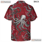 Octopus Tattoo Hawaiian Shirt Unisex, Red White Nautical Aloha Top