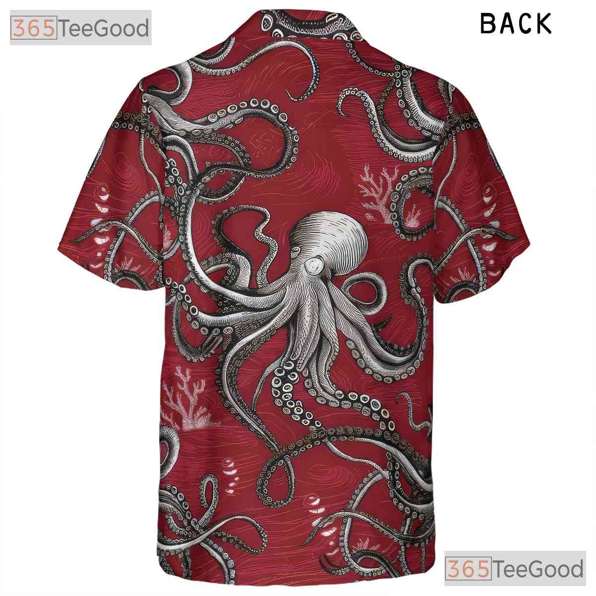 Octopus Tattoo Hawaiian Shirt Unisex, Red White Nautical Aloha Top