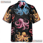 Octopus Vibrant Underwater Sea Life Seamless Pattern Hawaiian Shirt Unisex