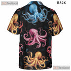 Octopus Vibrant Underwater Sea Life Seamless Pattern Hawaiian Shirt Unisex
