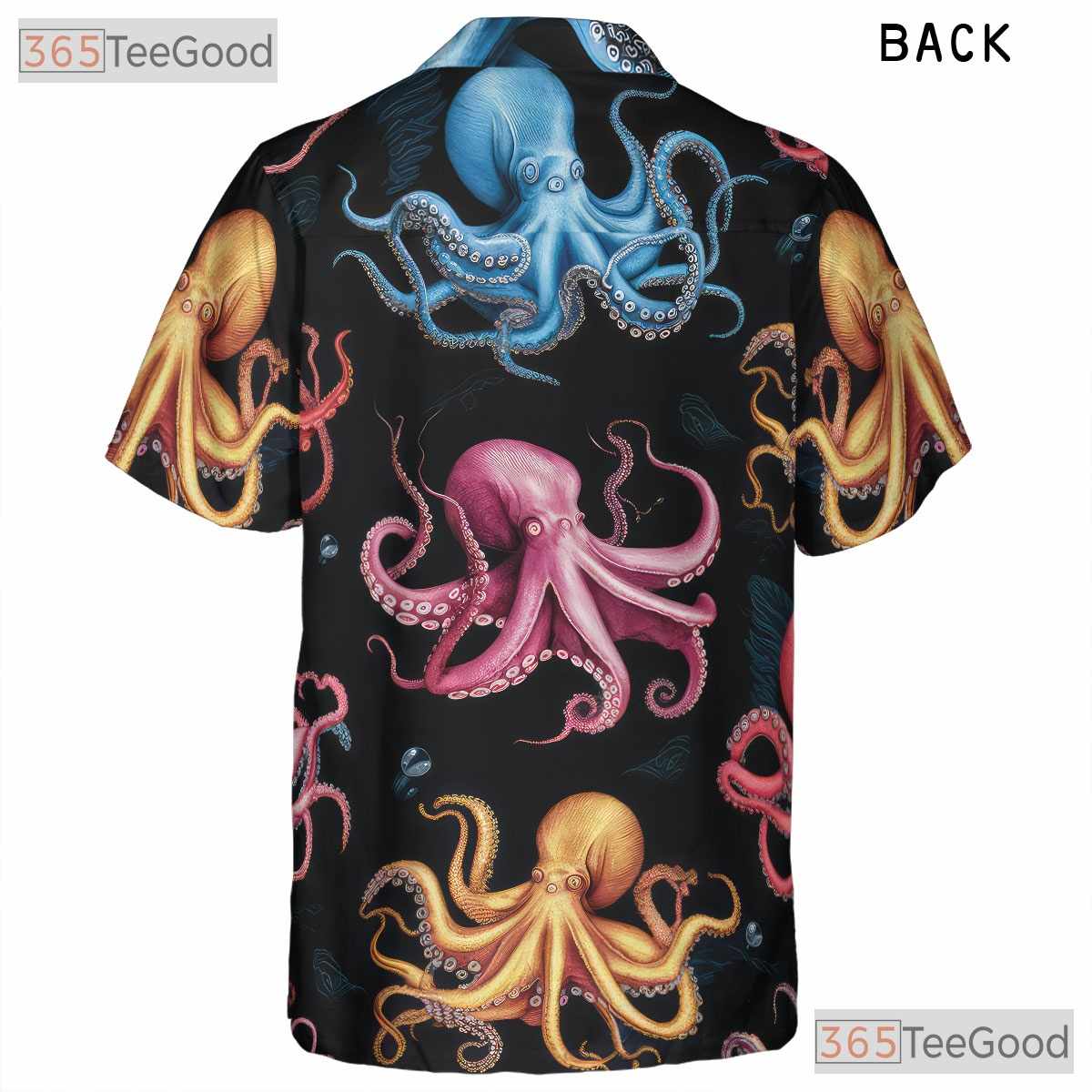 Octopus Vibrant Underwater Sea Life Seamless Pattern Hawaiian Shirt Unisex