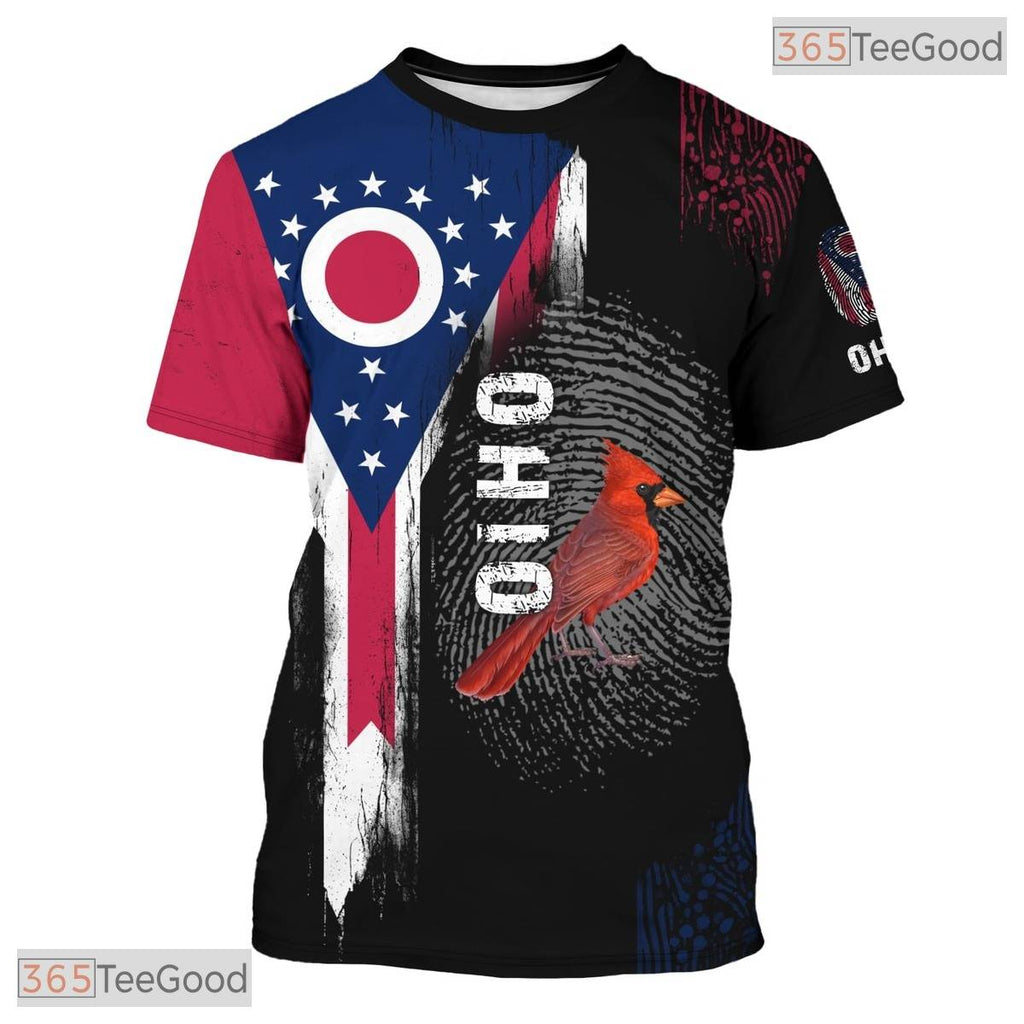 Ohio State Black Novelty Graphic 3D Printed Casual Short Sleeve Unisex Tee Shirt