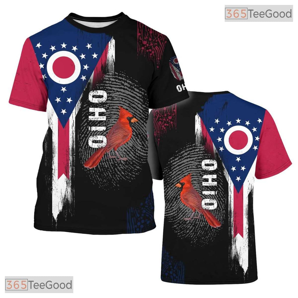 Ohio State Black Novelty Graphic 3D Printed Casual Short Sleeve Unisex Tee Shirt