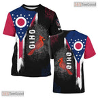 Ohio State Black Novelty Graphic 3D Printed Casual Short Sleeve Unisex Tee Shirt