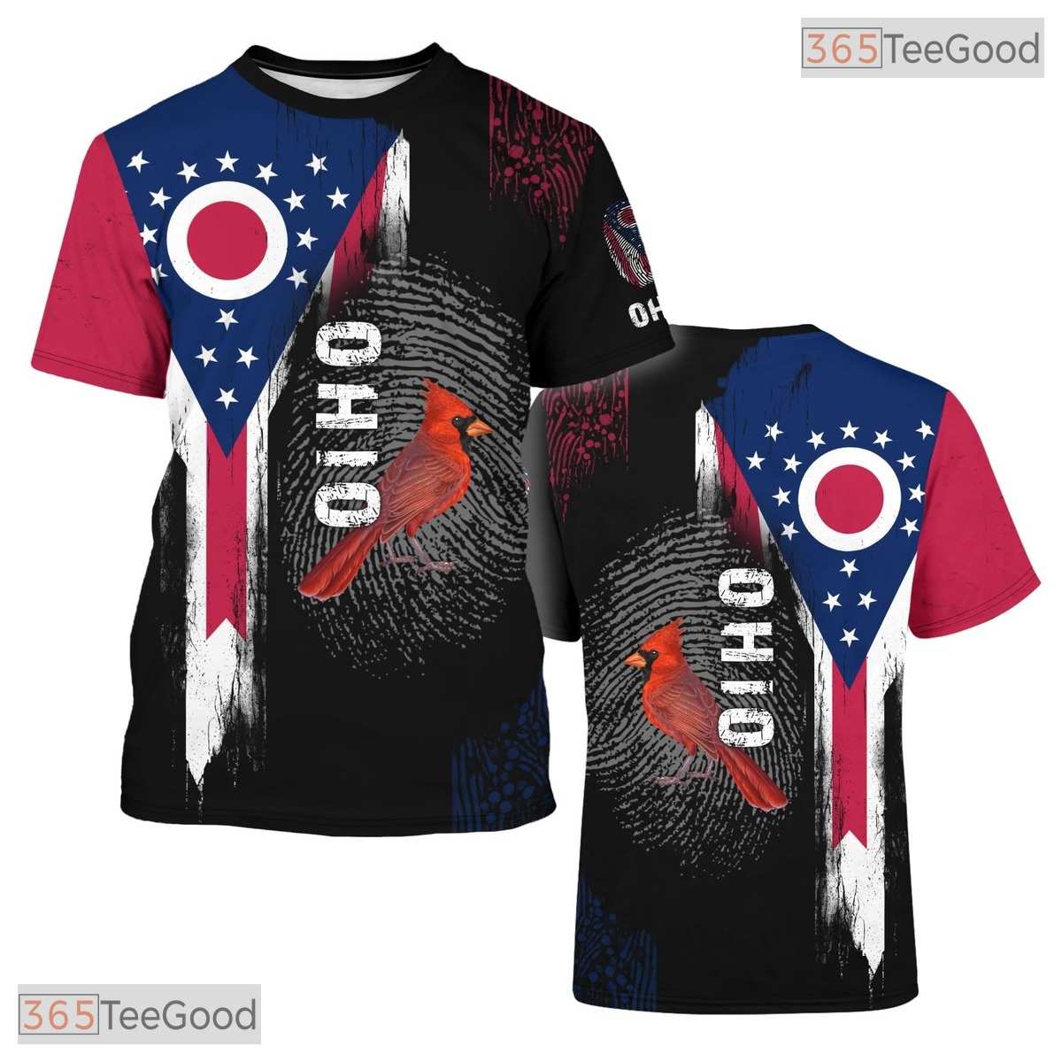 Ohio State Black Novelty Graphic 3D Printed Casual Short Sleeve Unisex Tee Shirt