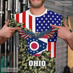 Ohio State Camo Novelty Graphic 3D Printed Casual Short Sleeve Unisex Tee Apparel