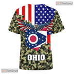 Ohio State Camo Novelty Graphic 3D Printed Casual Short Sleeve Unisex Tee Apparel