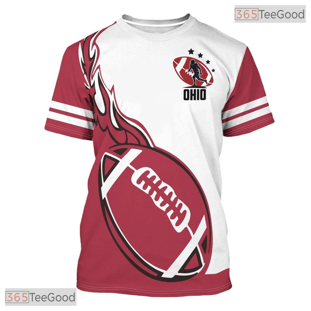 Ohio State White Novelty Graphic 3D Printed Casual Short Sleeve Unisex Tee Shirt