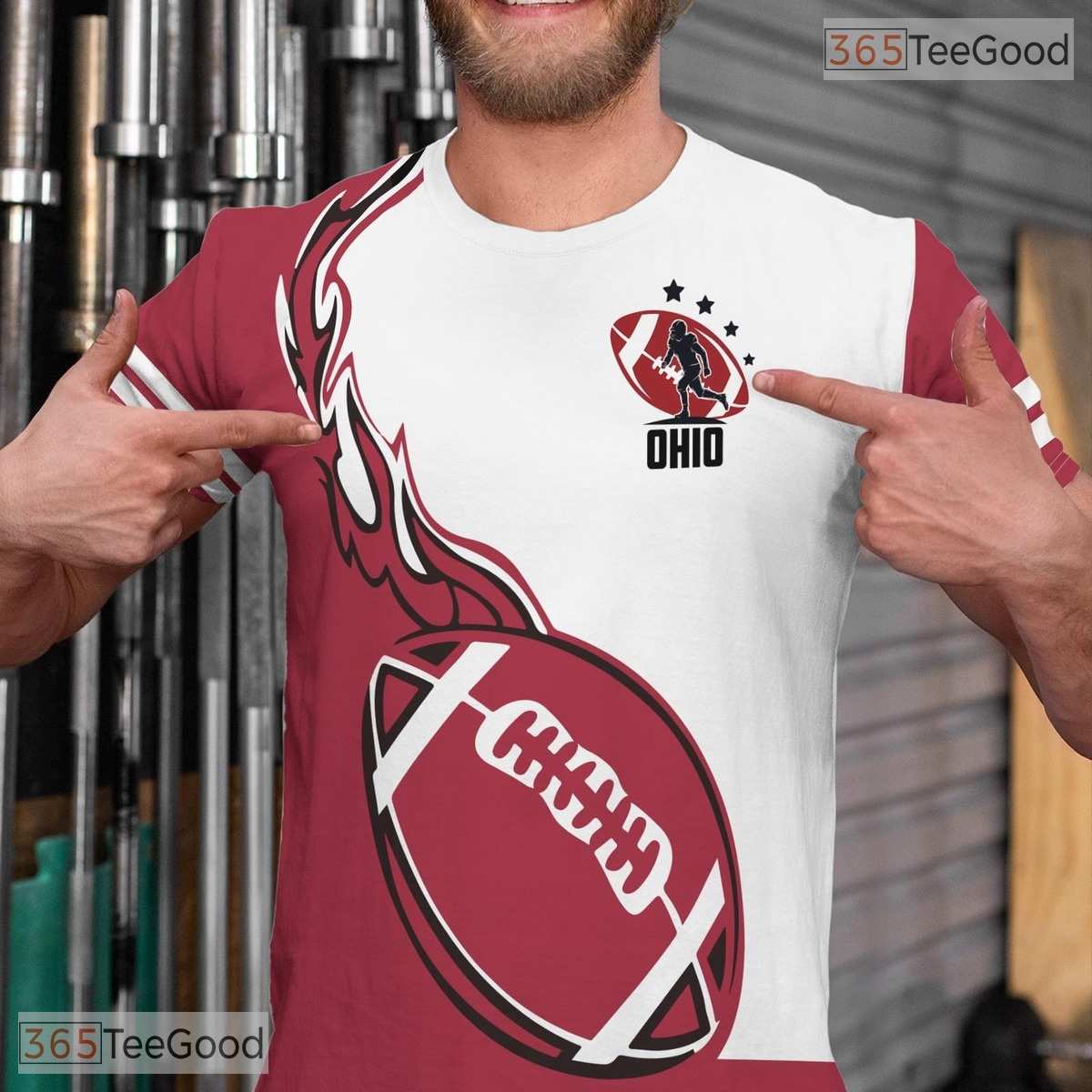 Ohio State White Novelty Graphic 3D Printed Casual Short Sleeve Unisex Tee Shirt