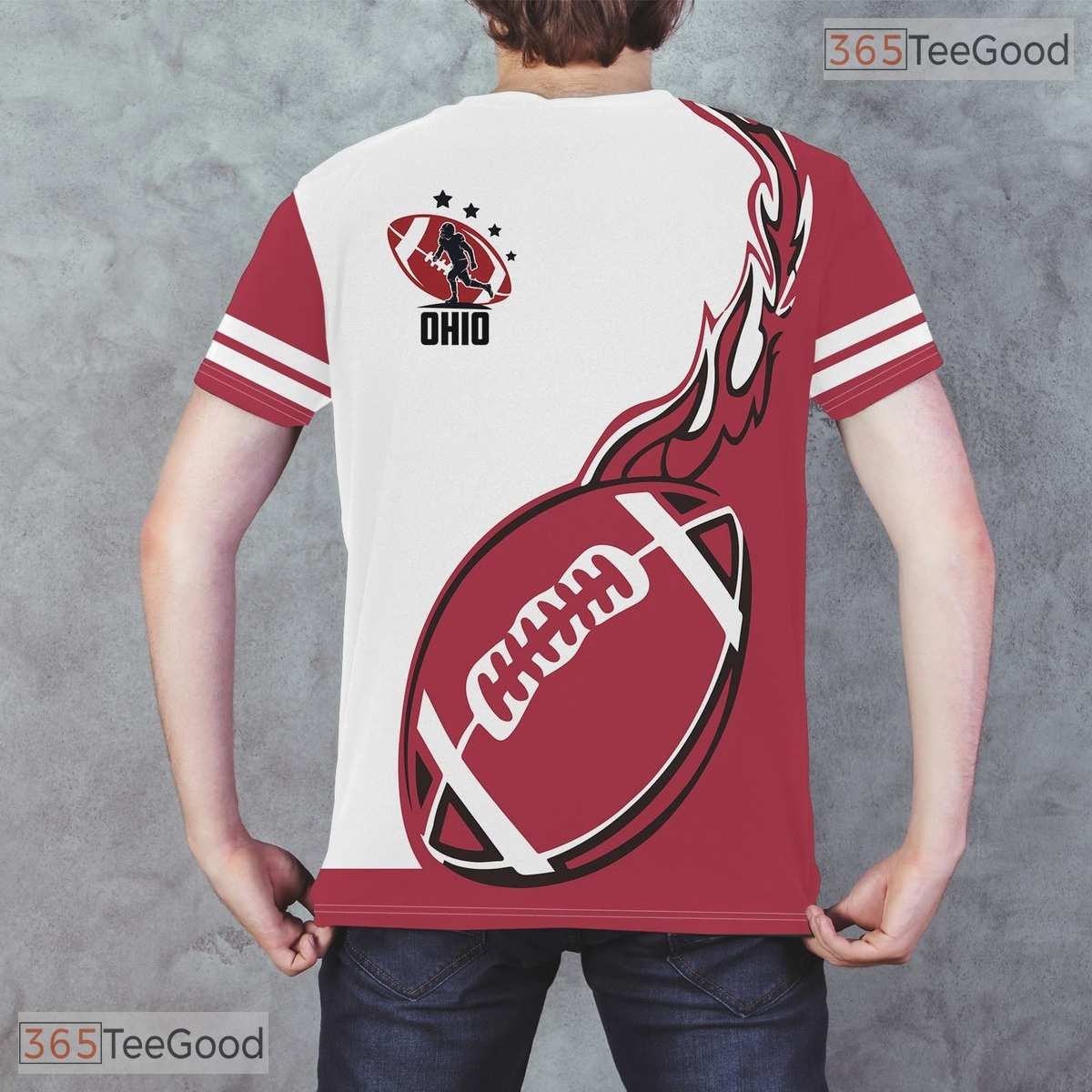 Ohio State White Novelty Graphic 3D Printed Casual Short Sleeve Unisex Tee Shirt