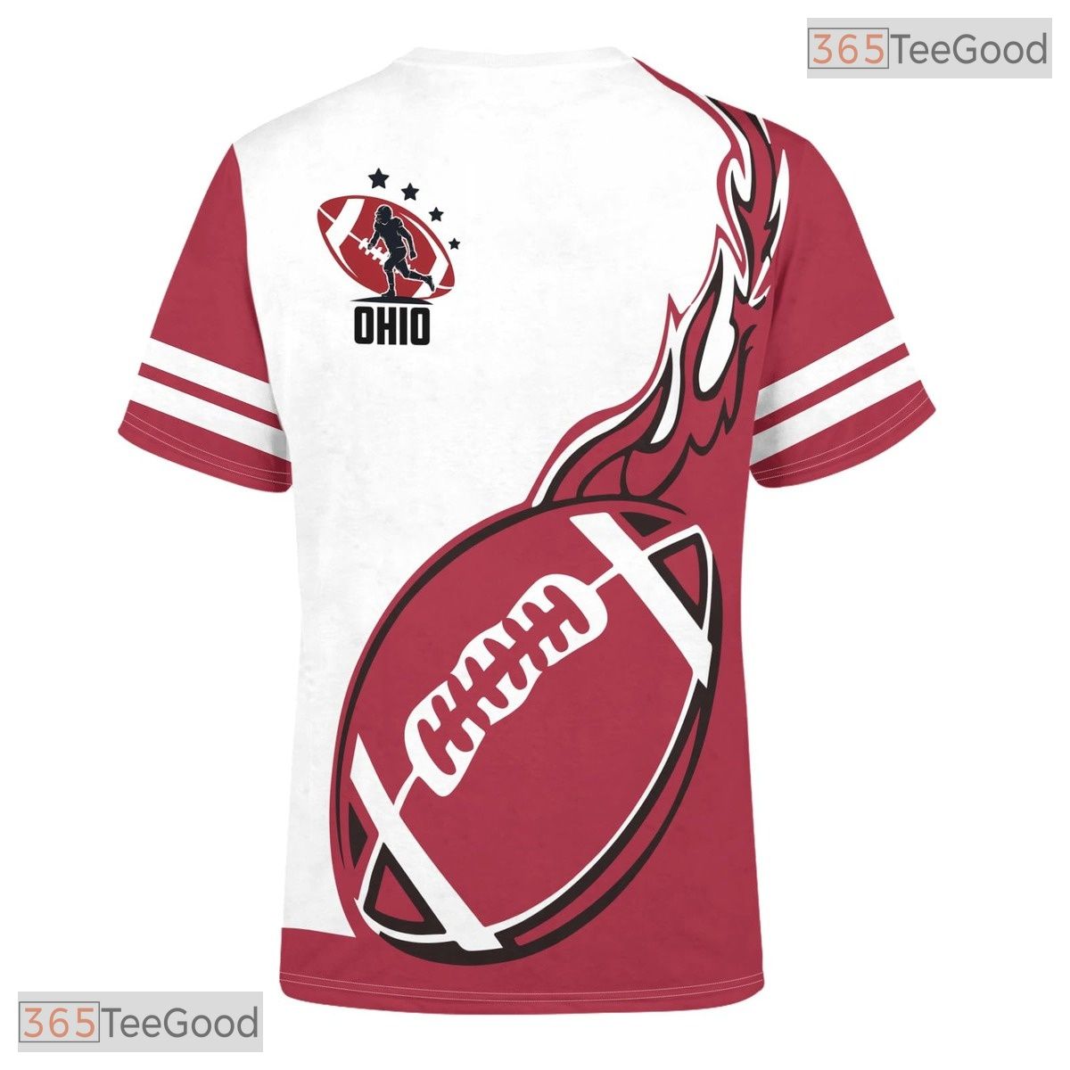 Ohio State White Novelty Graphic 3D Printed Casual Short Sleeve Unisex Tee Shirt