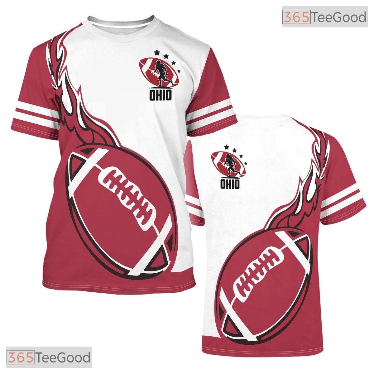 Ohio State White Novelty Graphic 3D Printed Casual Short Sleeve Unisex Tee Shirt