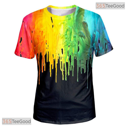 Artistic Oil Paint Splash Graphic Art 3D Printed Casual Unisex Tee Shirt Top