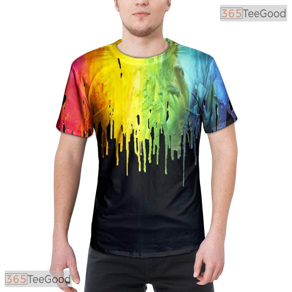Artistic Oil Paint Splash Graphic Art 3D Printed Casual Unisex Tee Shirt Top
