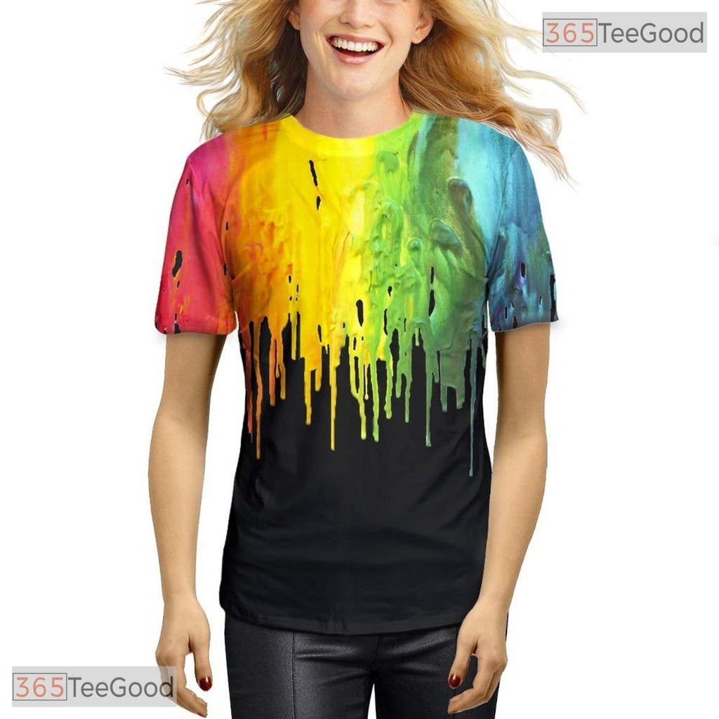 Artistic Oil Paint Splash Graphic Art 3D Printed Casual Unisex Tee Shirt Top