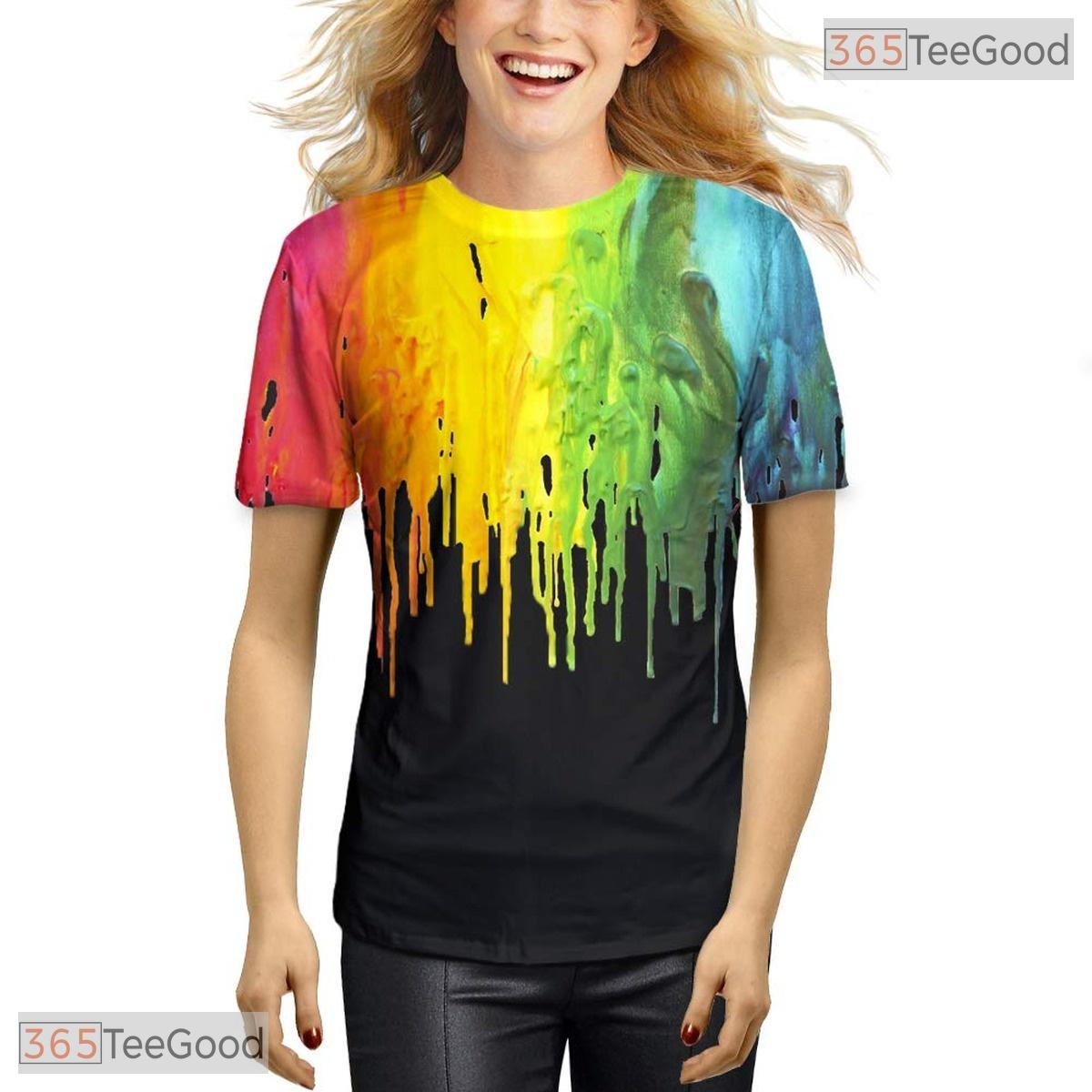 Colorful Oil Paint Stroke Art Graphic 3D Printed Casual Unisex T-Shirt Tops