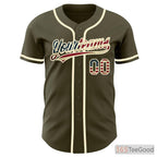 Olive Green & Beige Baseball Jersey Tee for Men & Women - Your Base for Personalization