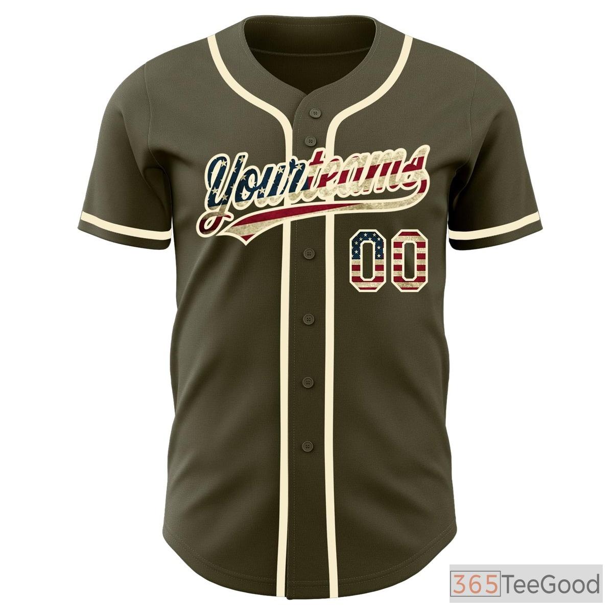 Olive Green & Beige Baseball Jersey Tee for Men & Women - Your Base for Personalization