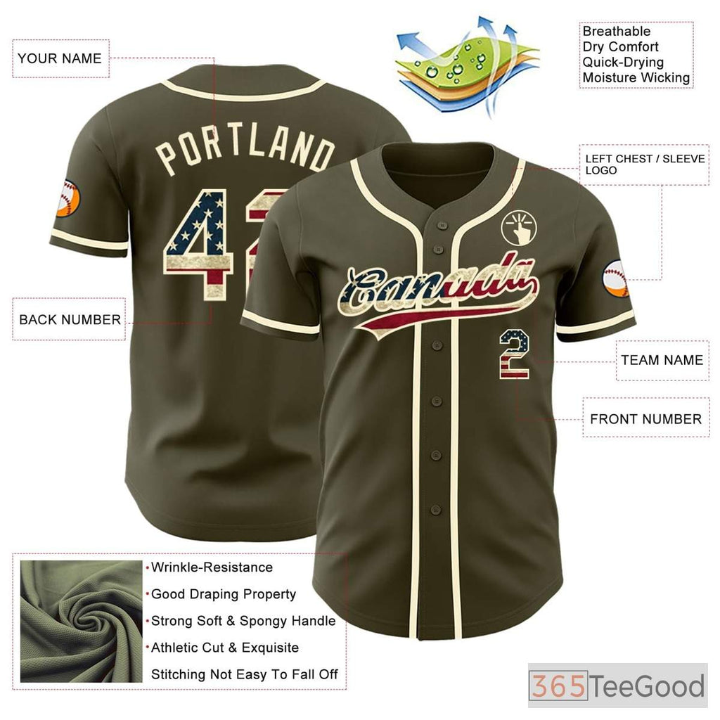 Olive Green & Beige Baseball Jersey Tee for Men & Women - Your Base for Personalization