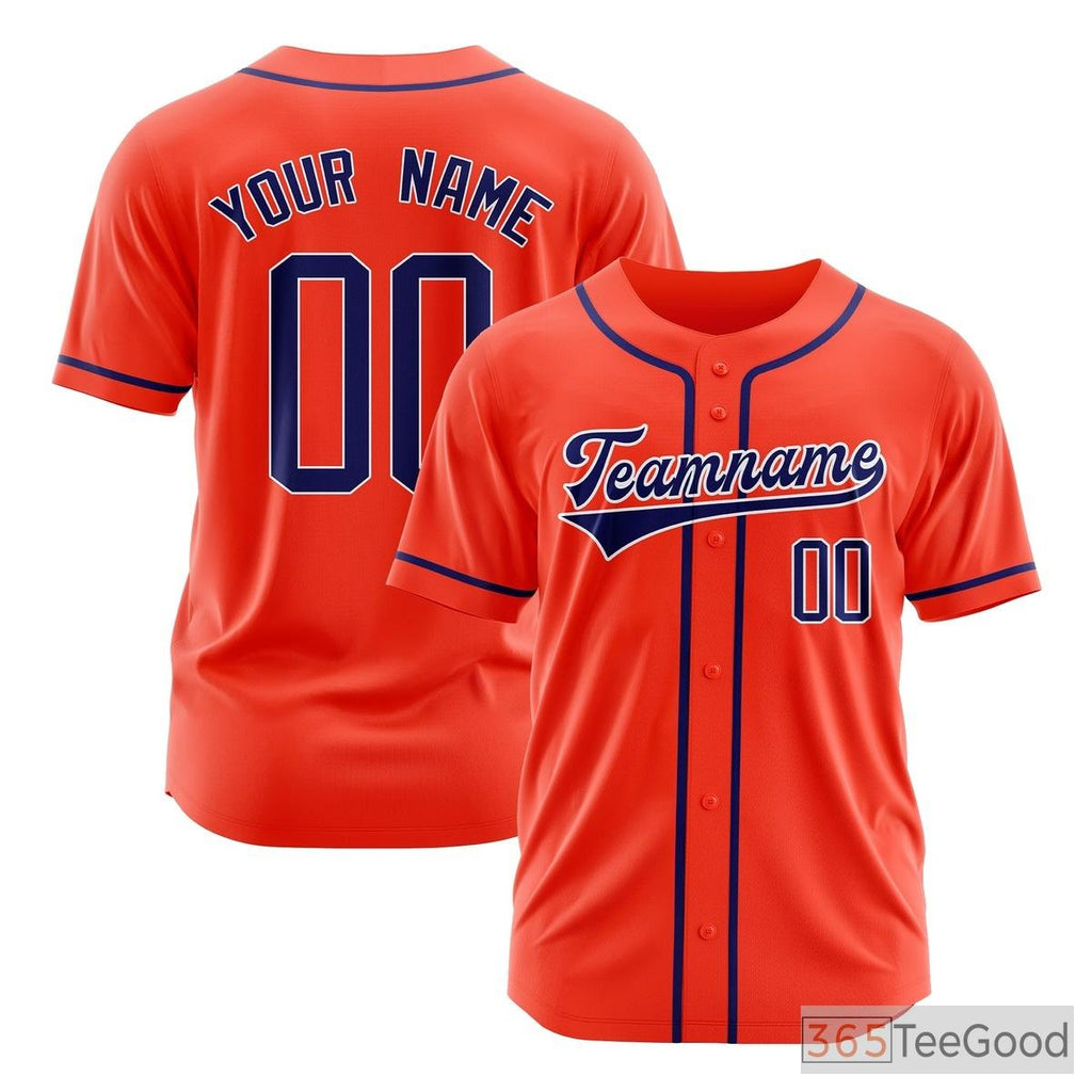 Orange Baseball Jersey Tee for Men & Women, Customized with Your Details