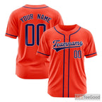 Orange Baseball Jersey Tee for Men & Women, Customized with Your Details