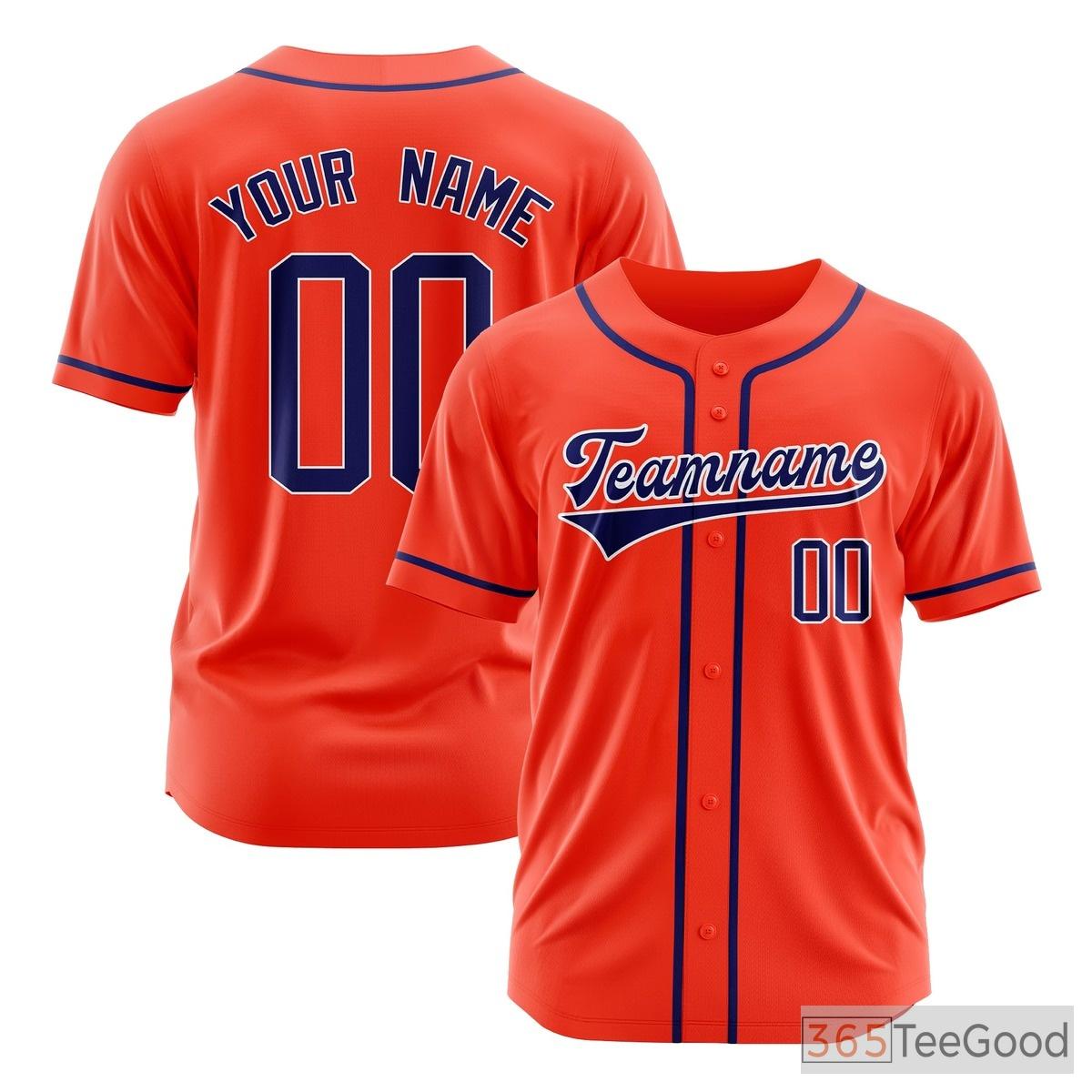 Orange Baseball Jersey Tee for Men & Women, Customized with Your Details