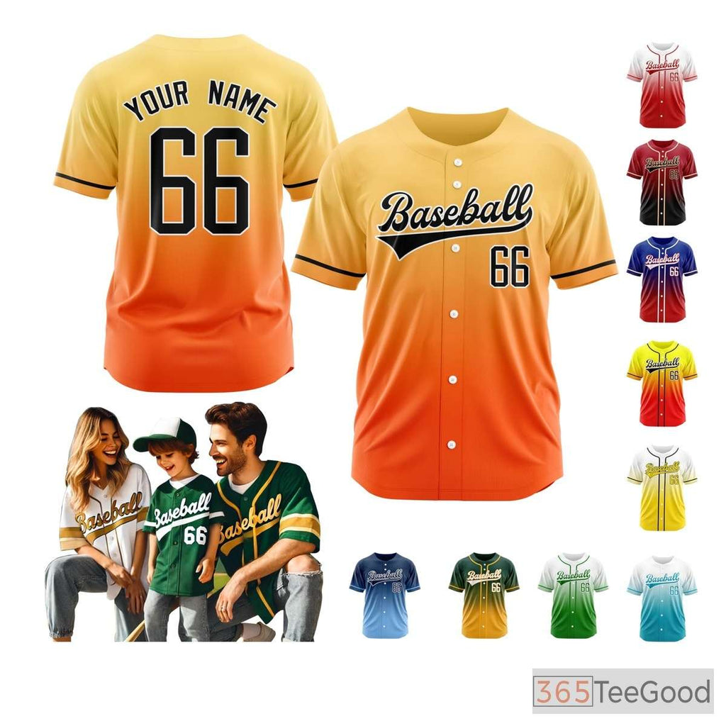 Orange Baseball Jersey Tee for Men & Women - Design Your Stitched Player Identity