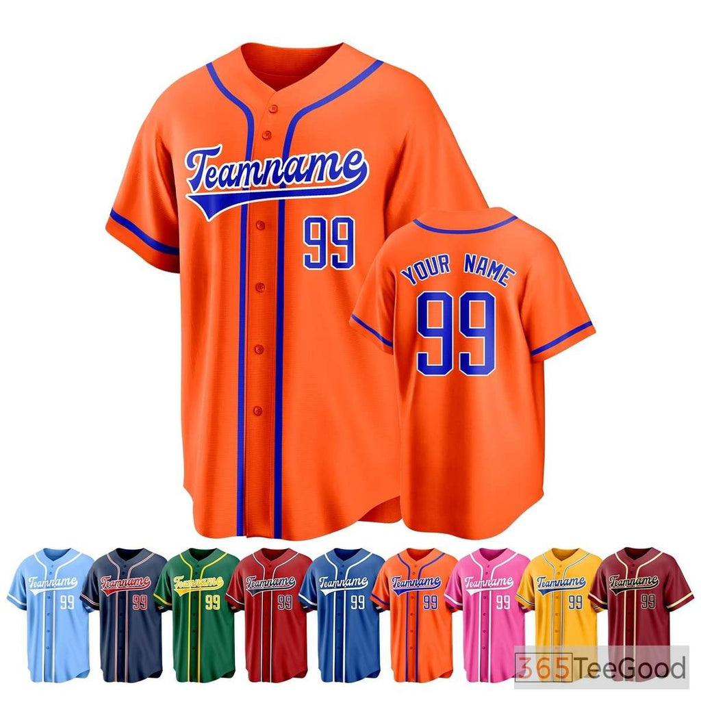 Orange Baseball Jersey Tee for Men & Women - Your Name, Number & Logo