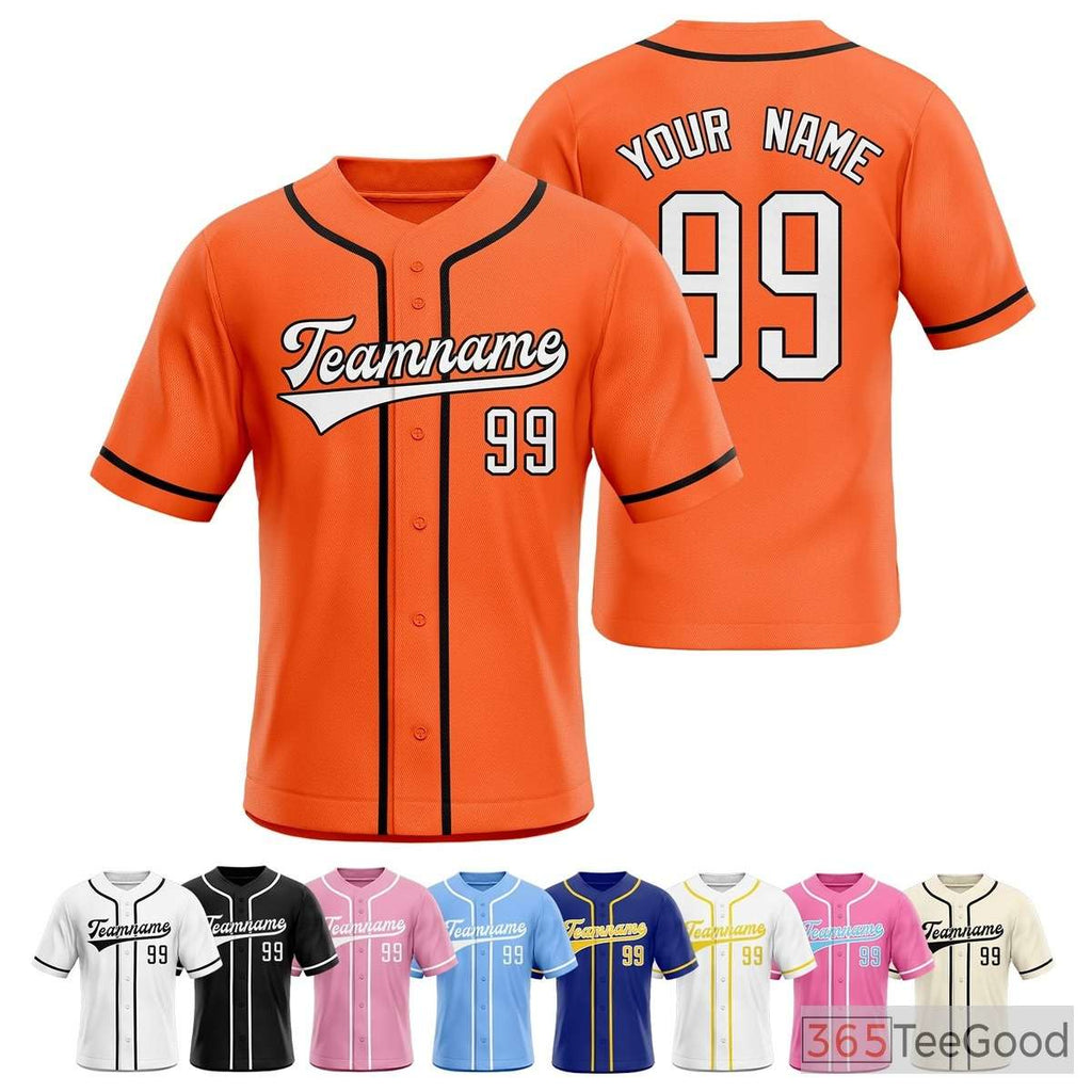 Orange Baseball Jersey Tee for Men & Women - Designed for Your Custom Team & Fan Apparel