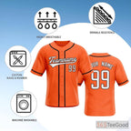 Orange Baseball Jersey Tee for Men & Women - Designed for Your Custom Team & Fan Apparel
