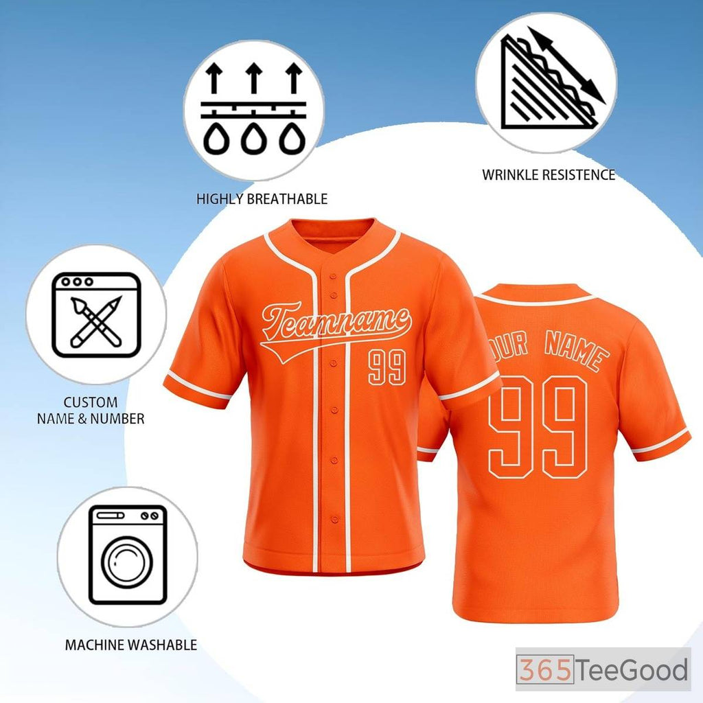 Orange Baseball Jersey Tee for Men & Women - The Ideal Choice for Custom Apparel