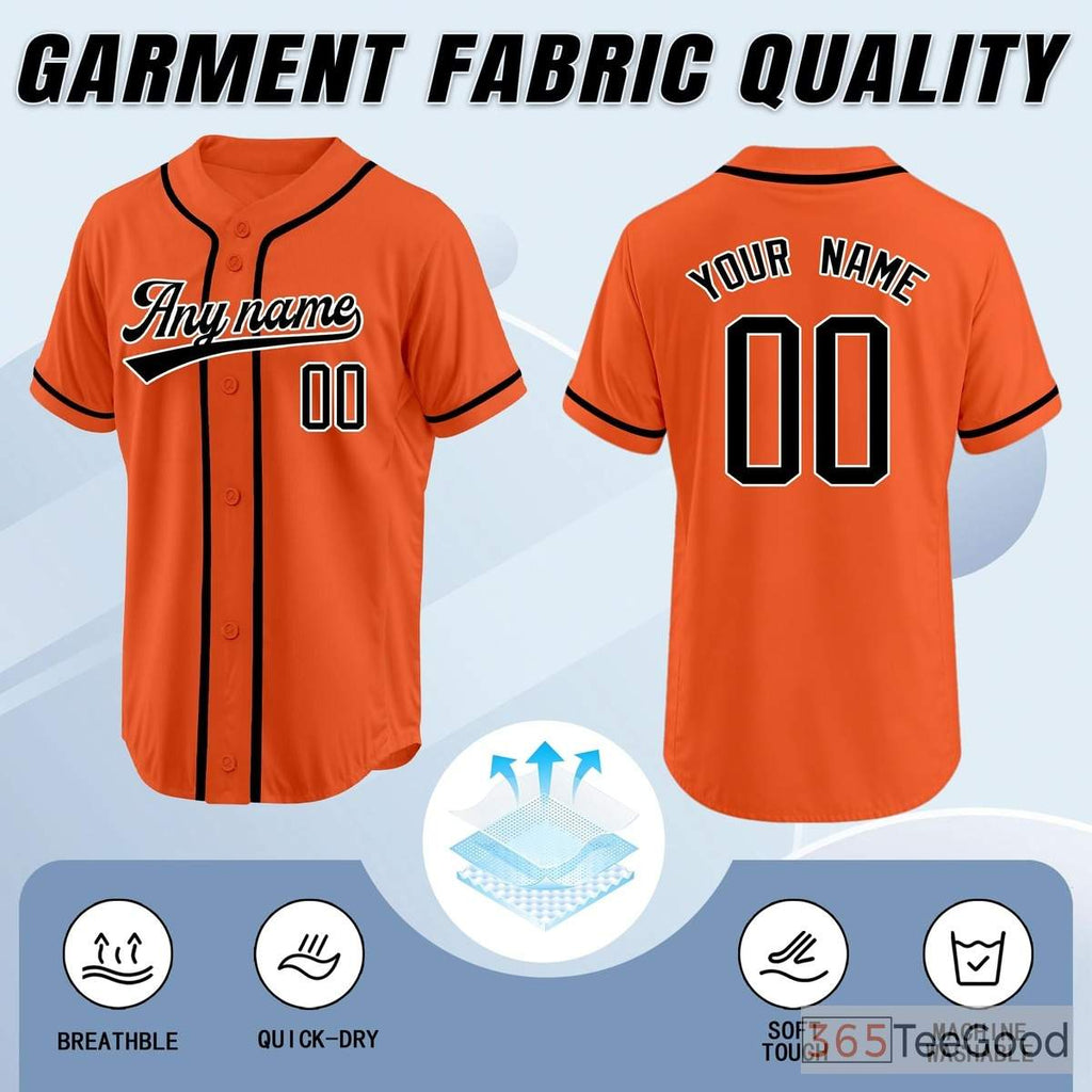 Orange Baseball Jersey Tee for Men & Women - A vibrant choice for daily wear