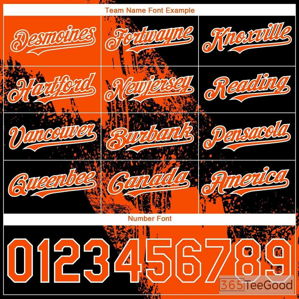 Orange Black Custom Baseball Jersey Tee - Stitched Name & Number, Personalized for All