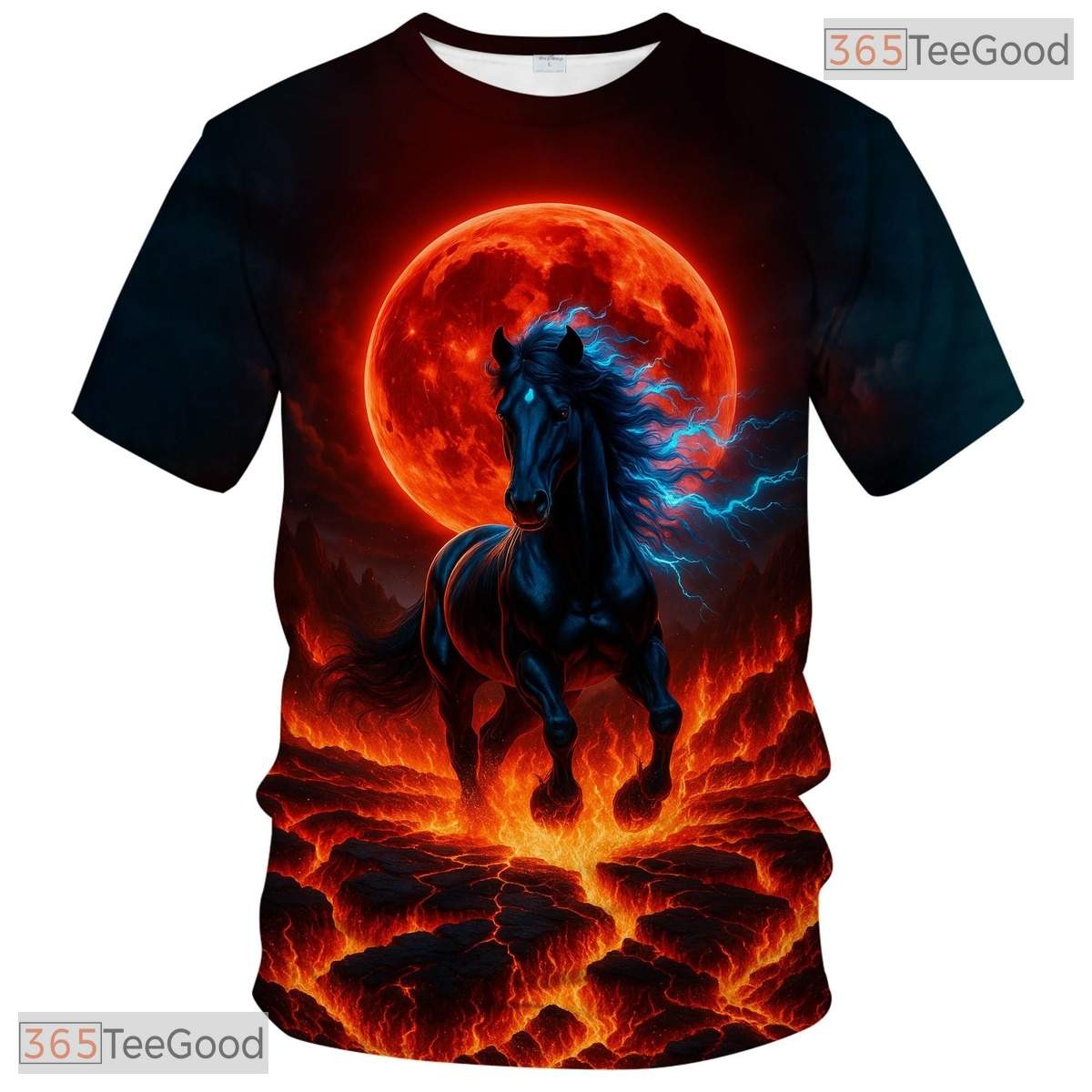 Bright Orange Fantasy Horse Graphic Novelty 3D Printed Casual Unisex Tee Shirt Tops