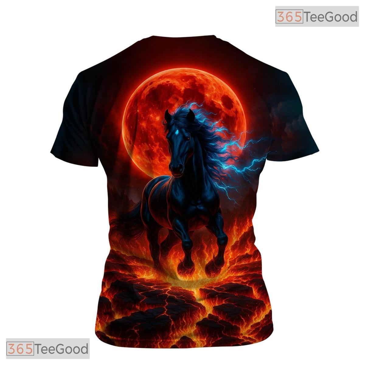 Bright Orange Fantasy Horse Graphic Novelty 3D Printed Casual Unisex Tee Shirt Tops