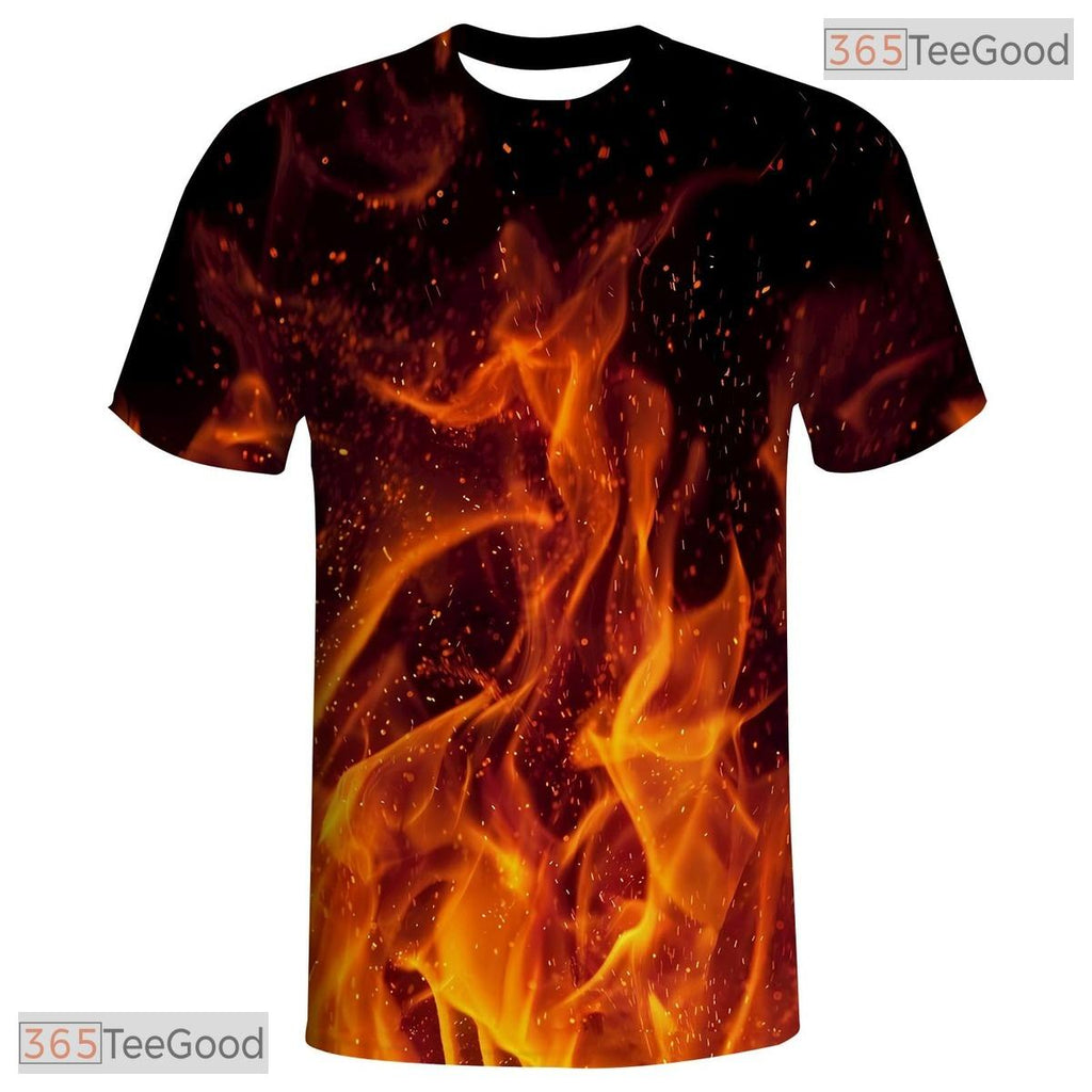 Orange Fire American Flag Eagle 3D Graphic Printed Casual Unisex T-Shirt Tops Styles