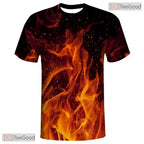 Orange Fire American Flag Eagle 3D Graphic Printed Casual Unisex T-Shirt Tops Styles