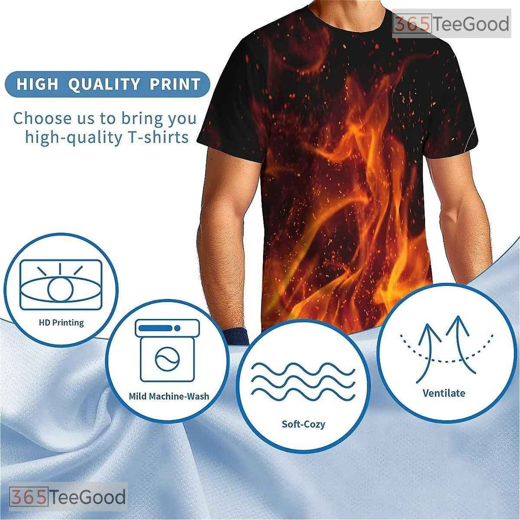 Orange Fire American Flag Eagle 3D Graphic Printed Casual Unisex T-Shirt Tops Styles