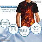 Orange Fire American Flag Eagle 3D Graphic Printed Casual Unisex T-Shirt Tops Styles